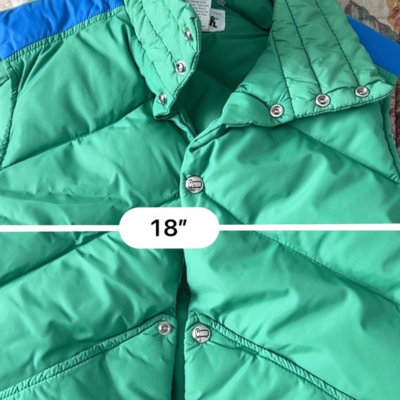VINTAGE WOOLRICH Down Puffer Vest green w blue/white accents. Mens Small - Picture 5 of 12